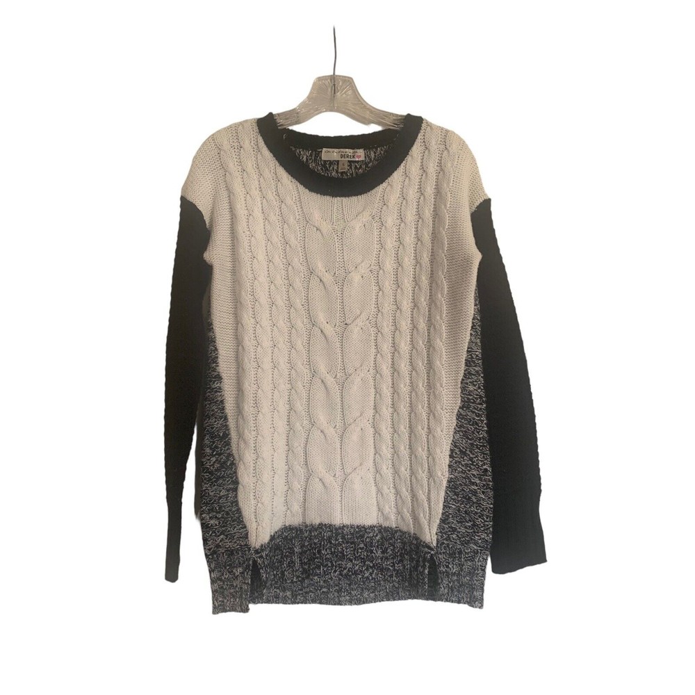 Im in Love with Derek Womens Knit Sweater Black White Contrast Size Small